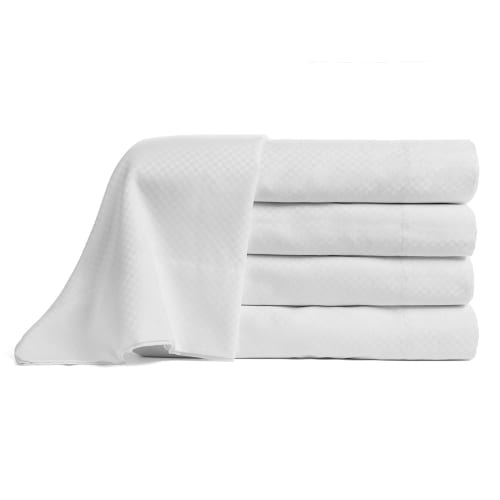 Lugano by Villa di Lusso T300 Cotton Microcheck Flat Sheet, Full/Double 84x120 FS, White